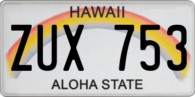 HI license plate ZUX753