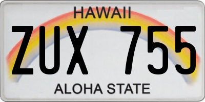 HI license plate ZUX755