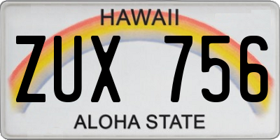 HI license plate ZUX756