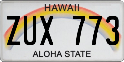 HI license plate ZUX773