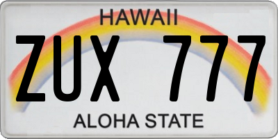 HI license plate ZUX777