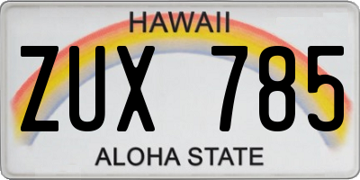 HI license plate ZUX785