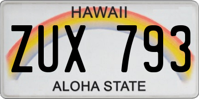 HI license plate ZUX793