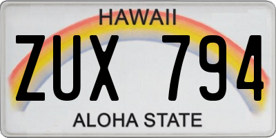 HI license plate ZUX794