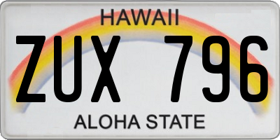 HI license plate ZUX796