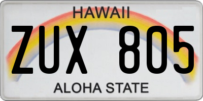 HI license plate ZUX805