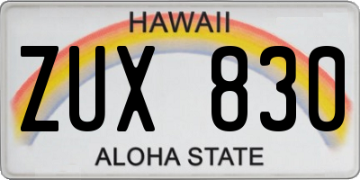 HI license plate ZUX830