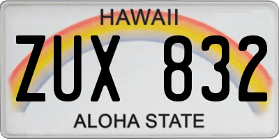 HI license plate ZUX832