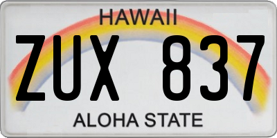 HI license plate ZUX837