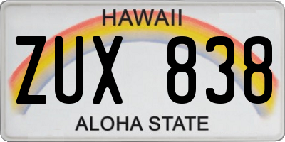 HI license plate ZUX838
