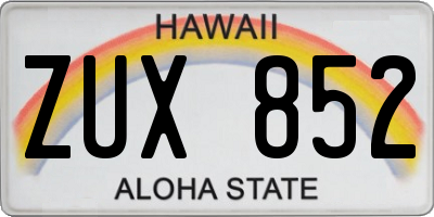 HI license plate ZUX852