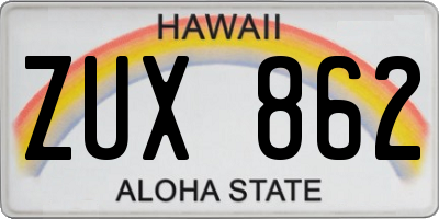 HI license plate ZUX862