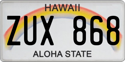 HI license plate ZUX868