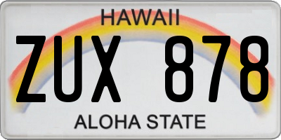 HI license plate ZUX878