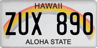 HI license plate ZUX890