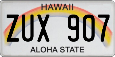 HI license plate ZUX907