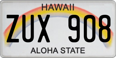 HI license plate ZUX908