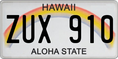HI license plate ZUX910