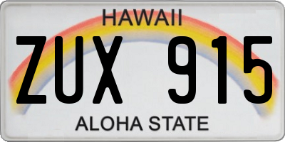 HI license plate ZUX915