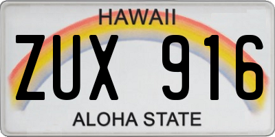 HI license plate ZUX916