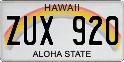 HI license plate ZUX920
