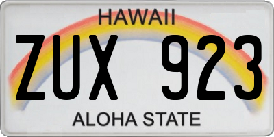 HI license plate ZUX923