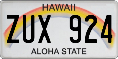 HI license plate ZUX924