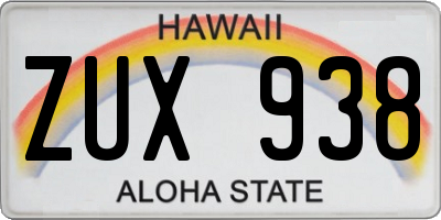 HI license plate ZUX938