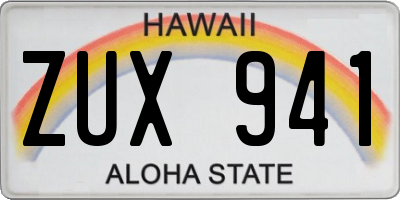 HI license plate ZUX941