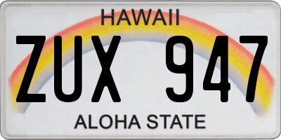 HI license plate ZUX947