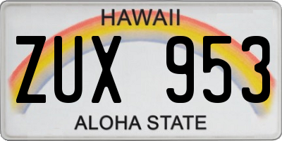HI license plate ZUX953