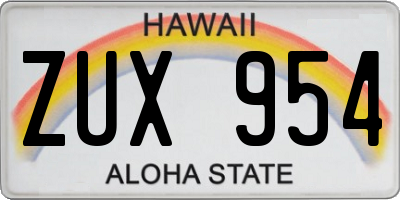 HI license plate ZUX954