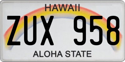 HI license plate ZUX958