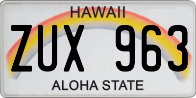 HI license plate ZUX963