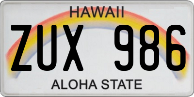 HI license plate ZUX986