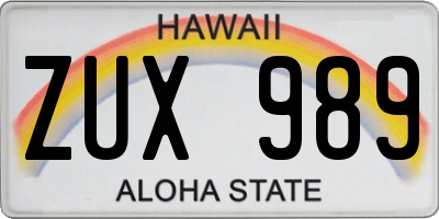 HI license plate ZUX989
