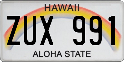 HI license plate ZUX991