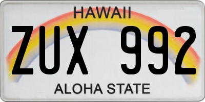 HI license plate ZUX992