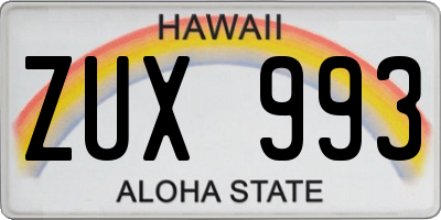 HI license plate ZUX993