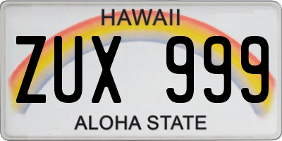 HI license plate ZUX999