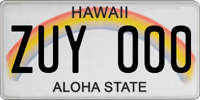 HI license plate ZUY000
