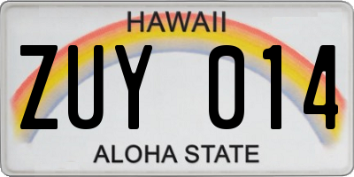 HI license plate ZUY014