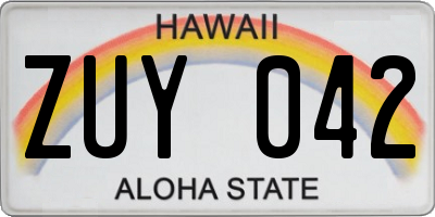 HI license plate ZUY042