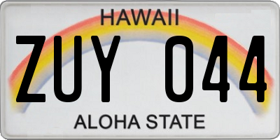 HI license plate ZUY044