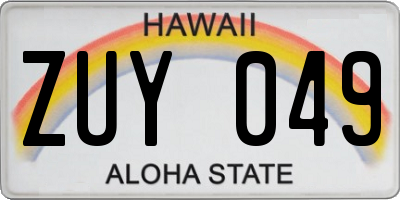 HI license plate ZUY049