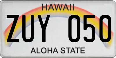 HI license plate ZUY050