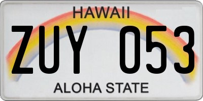 HI license plate ZUY053
