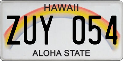 HI license plate ZUY054