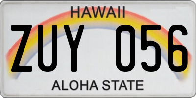 HI license plate ZUY056