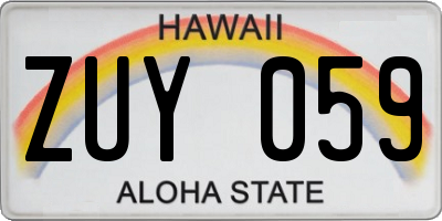 HI license plate ZUY059